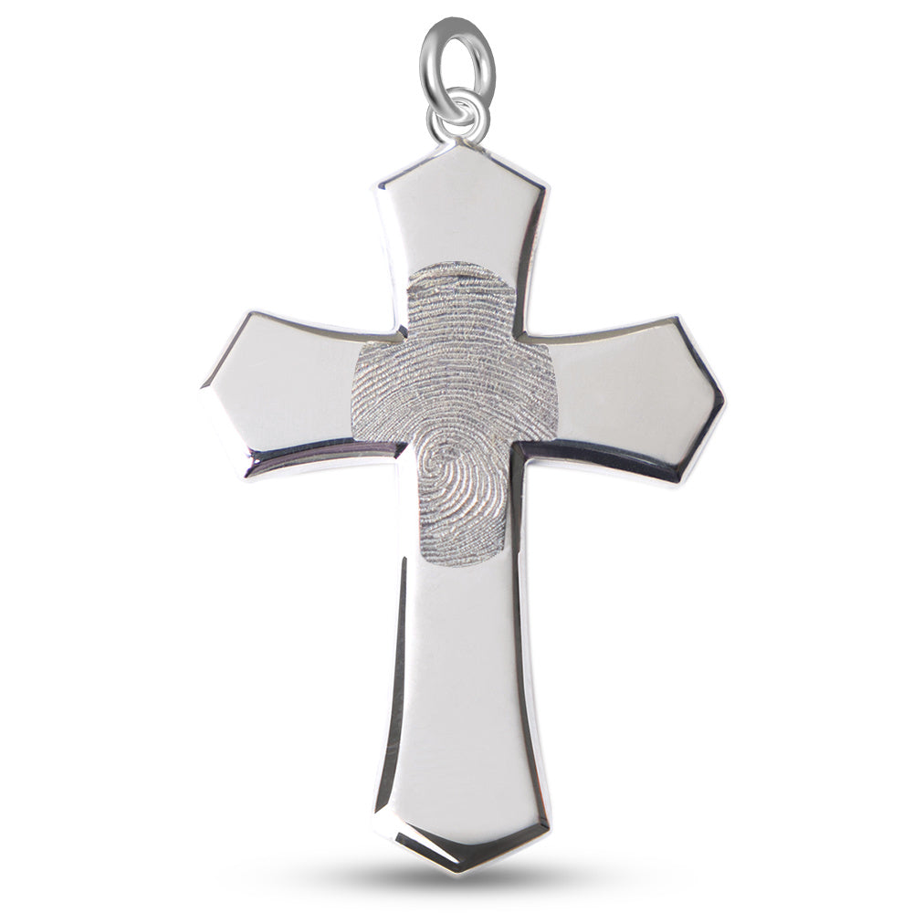 Cross Fingerprint Pendant - Lotus