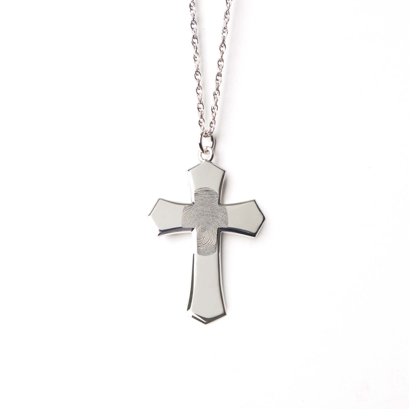 Cross Fingerprint Pendant - Lotus