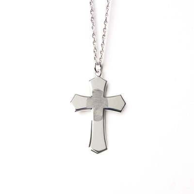 Cross Fingerprint Pendant - Lotus