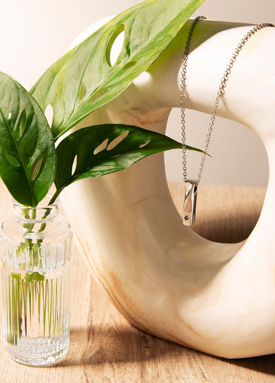 Jeweled Bar Pendant - Lotus