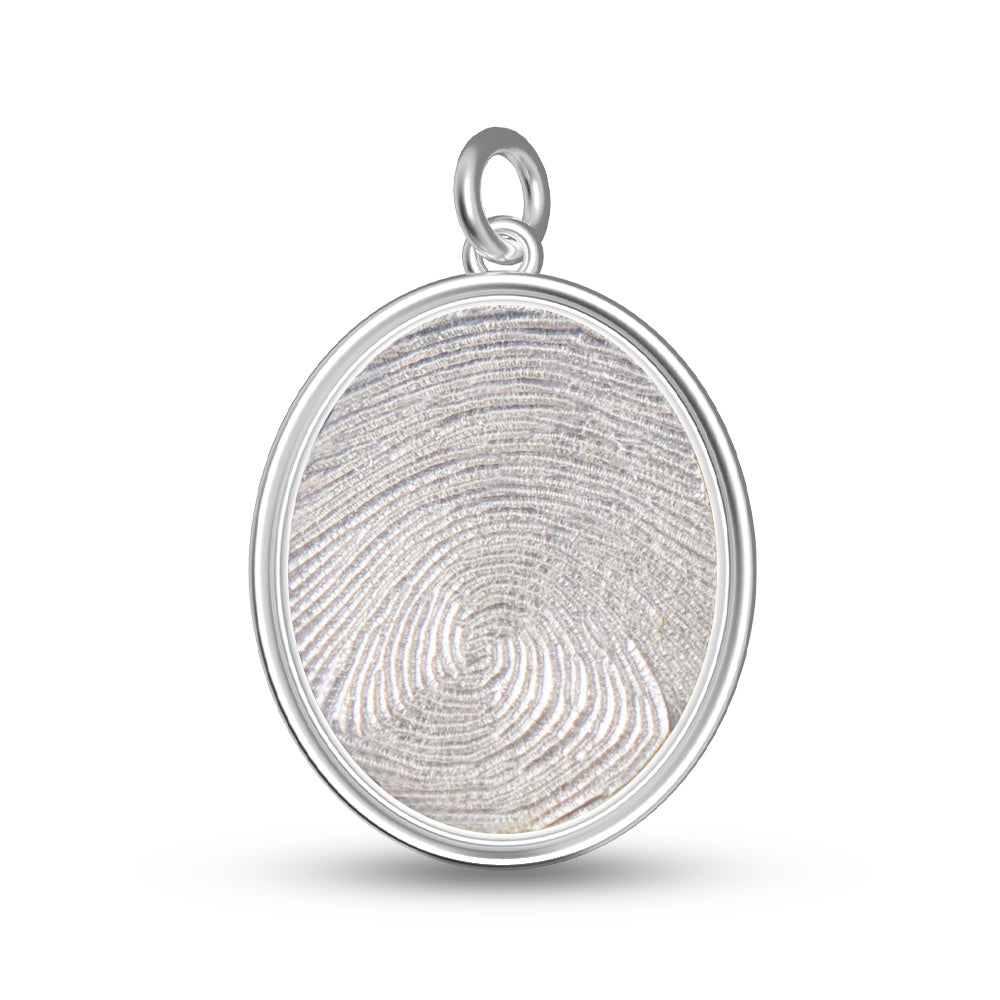 Oval Fingerprint Pendant - Lotus