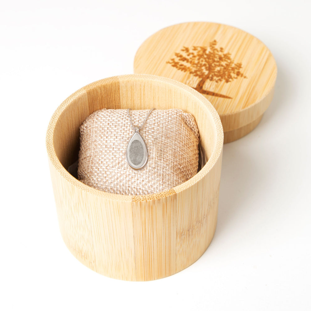 Teardrop Fingerprint Pendant - Lotus